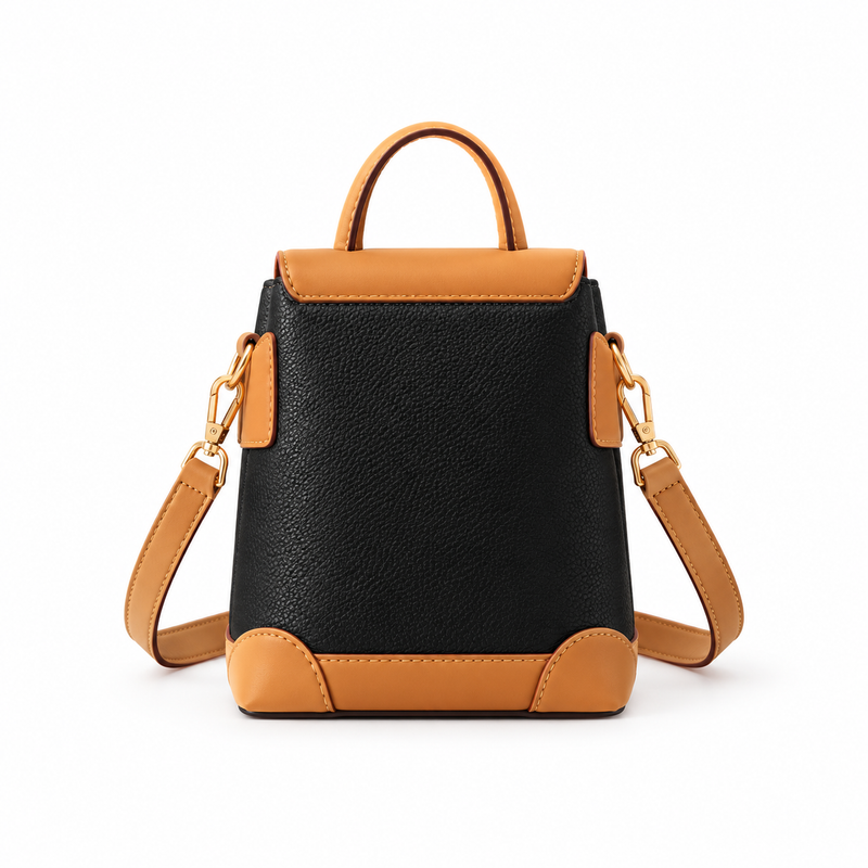 Elegant Black And Caramel Crossbody Bag-2