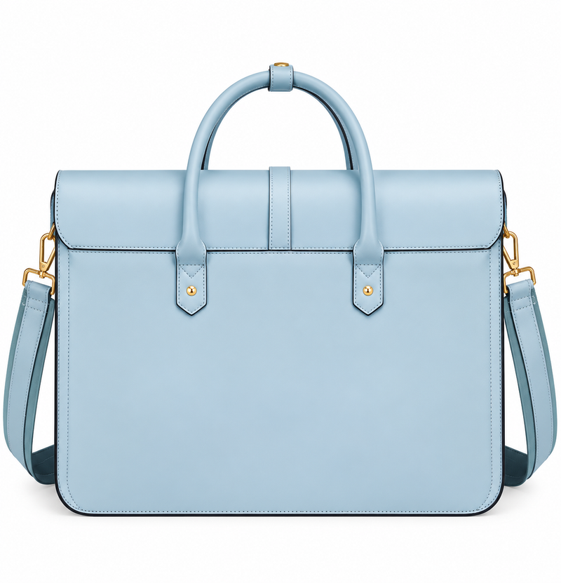 Powder Blue Bow Leather Laptop Bag-2