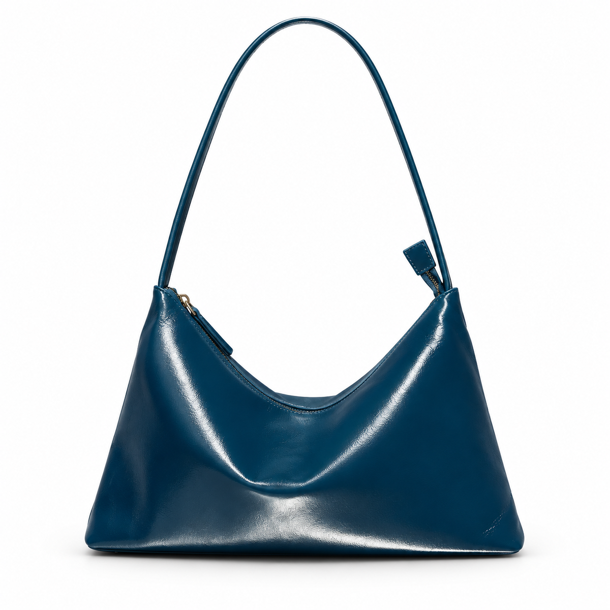 Elegant Navy Blue Glossy Shoulder Bag-2