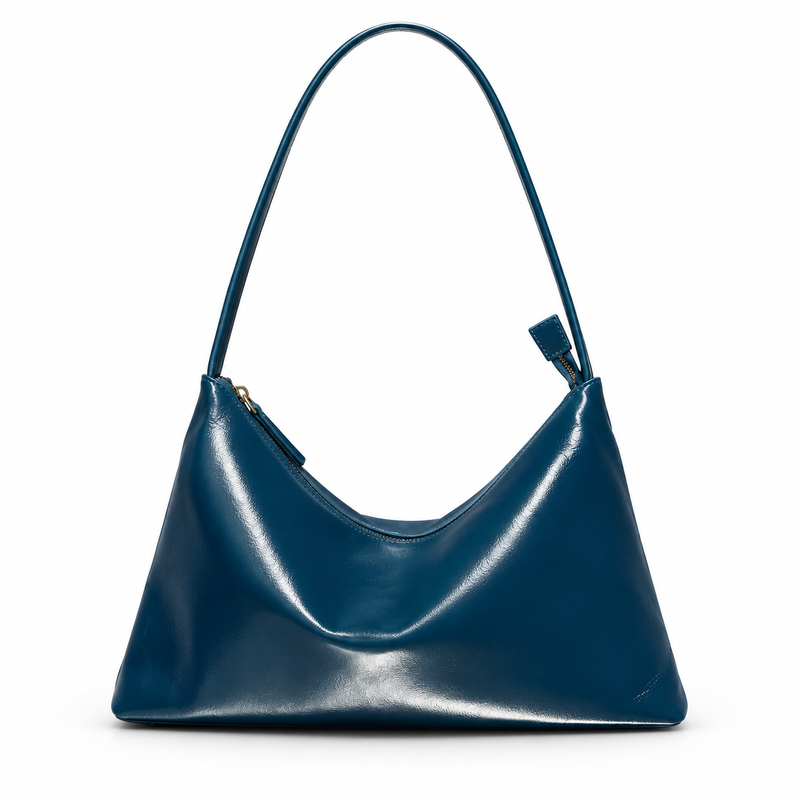 Elegant Navy Blue Glossy Shoulder Bag-2