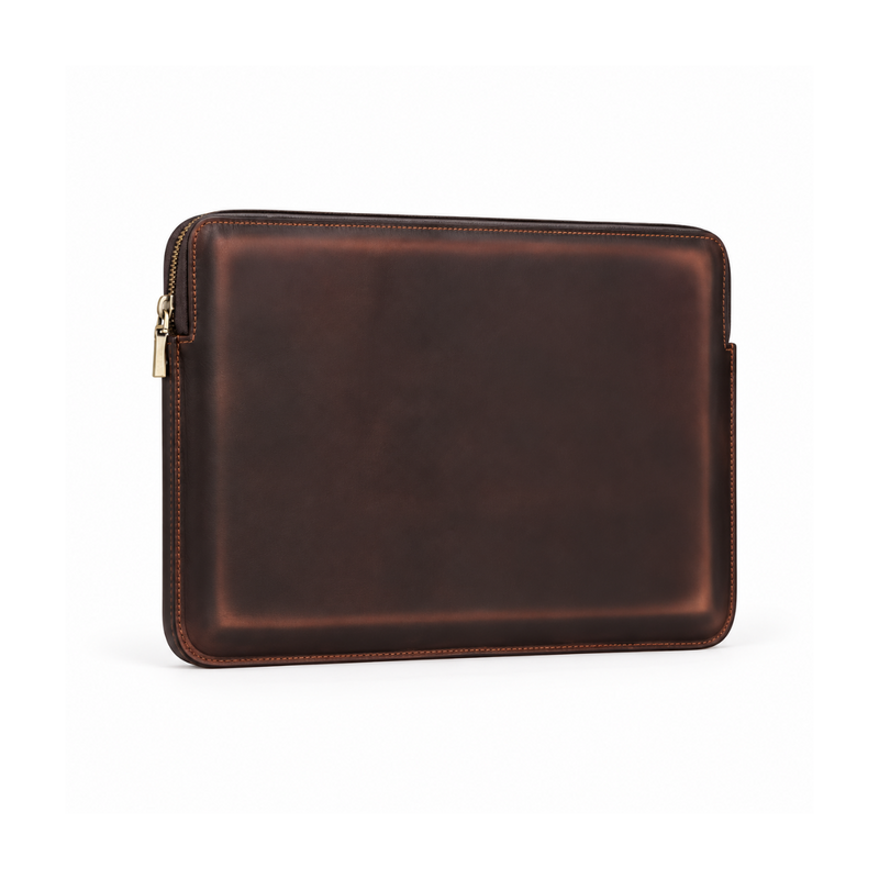 Classic Chocolate Brown Leather Laptop Bag-1