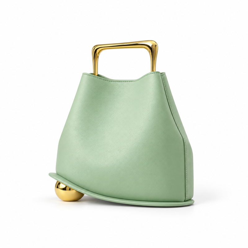 Elegant Mint Green Leather Evening Clutch-3