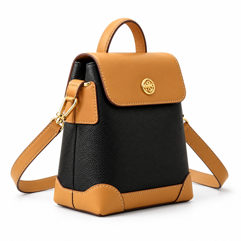 Elegant Black And Caramel Crossbody Bag-1