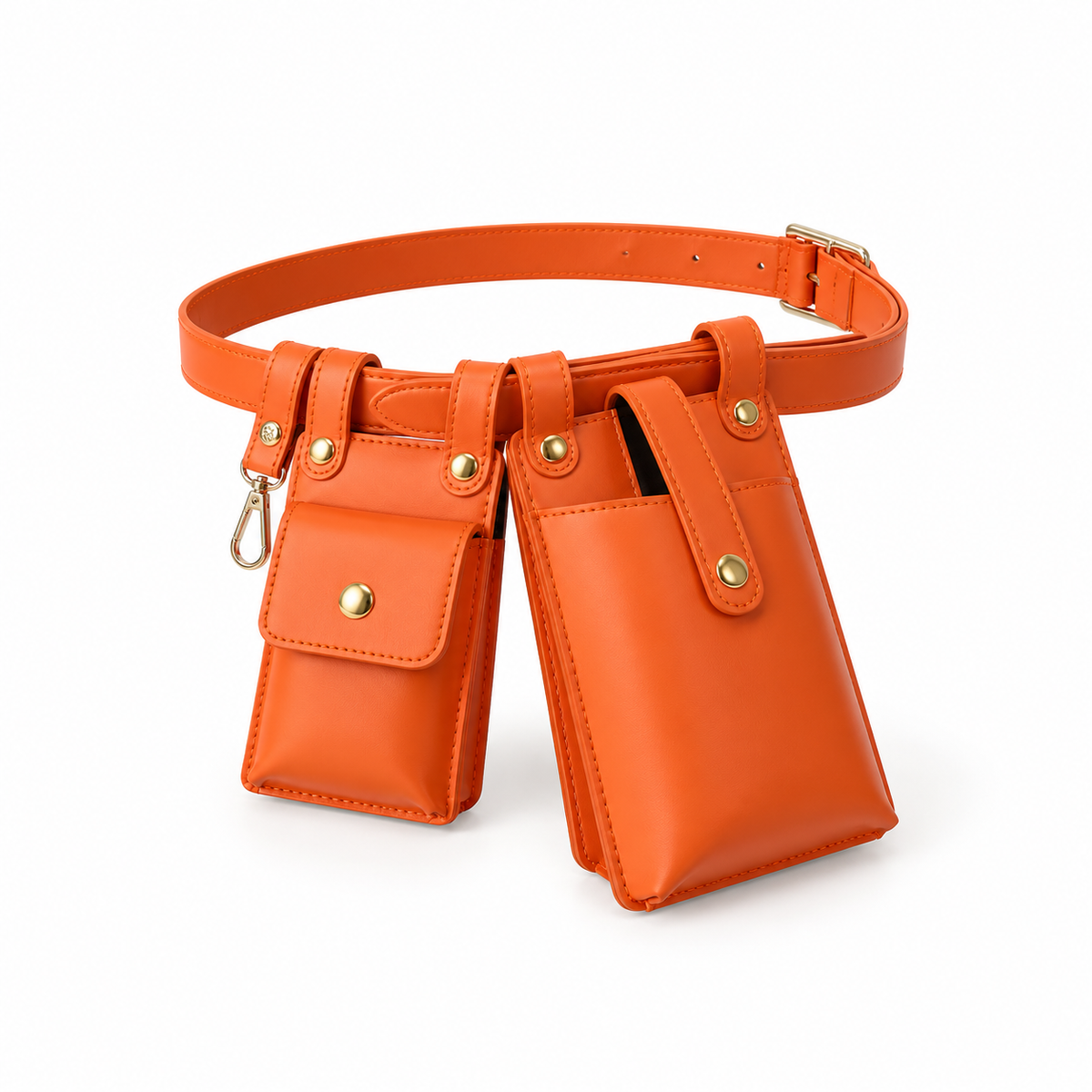 Orange Adjustable Belt With Dual Pouches-3