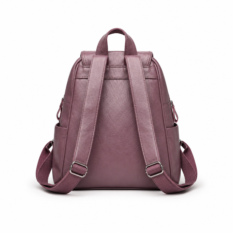 Elegant Purple Flap Backpack With Pockets-3