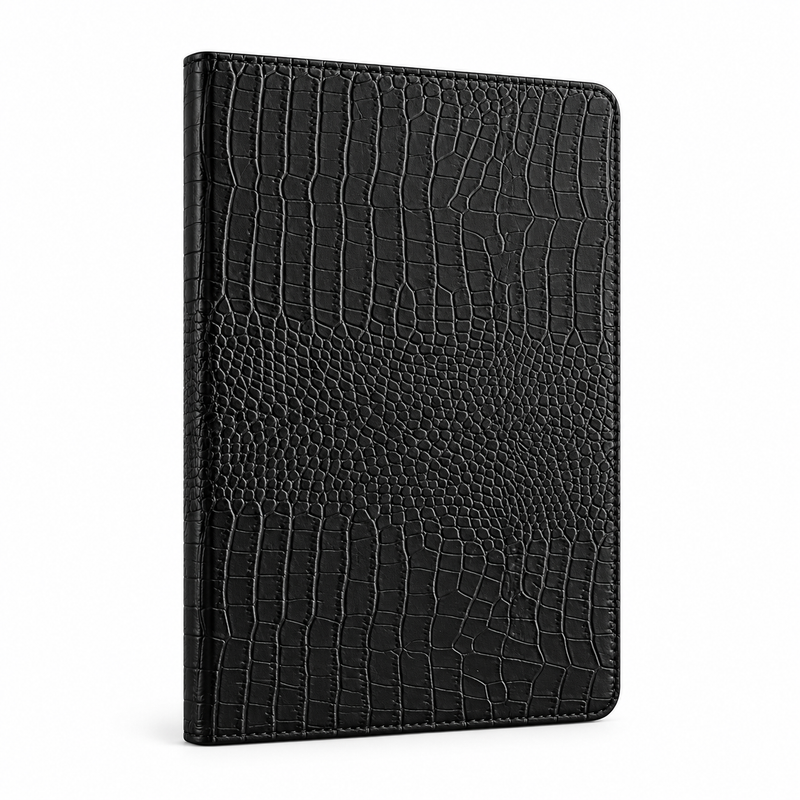 Black Crocodile Textured Tablet Folio Case-1