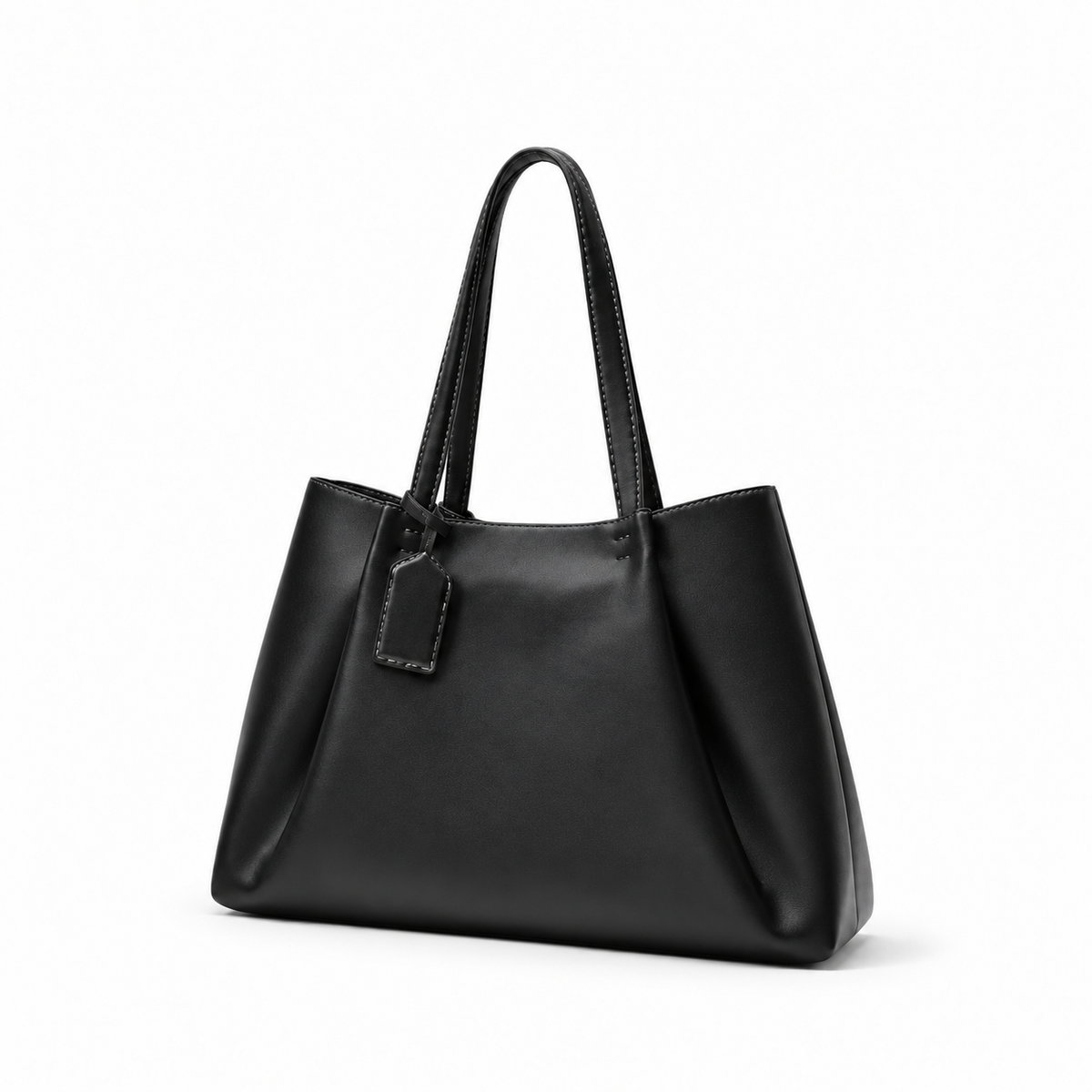 Elegant Black Leather Everyday Shoulder Tote-3