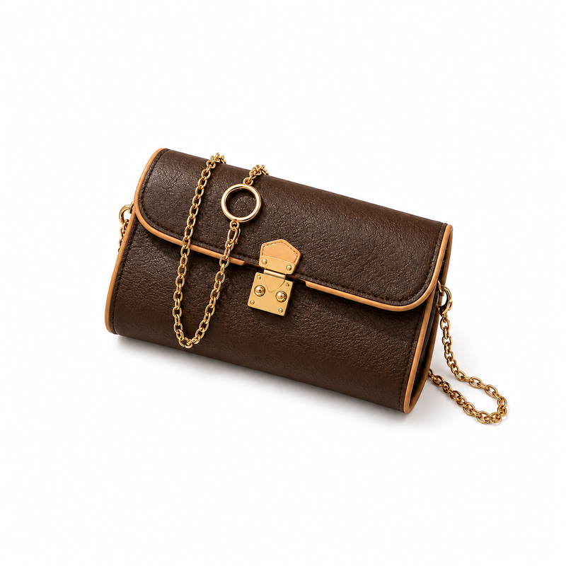 Vintage Brown Textured Leather Clutch Bag-2