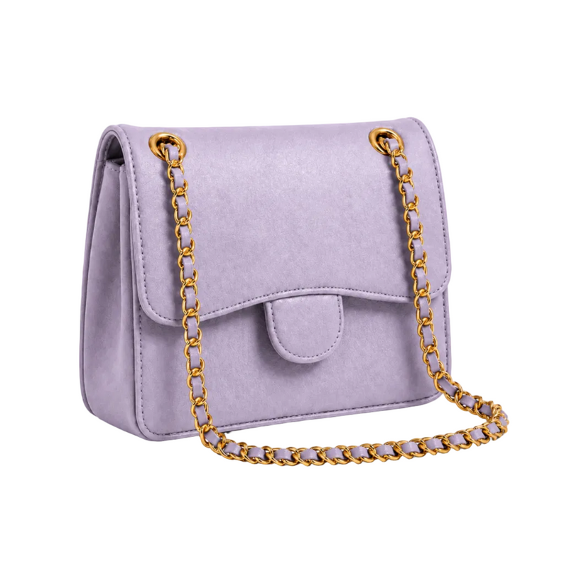 Lavender Textured Chain Strap Shoulder Bag-1