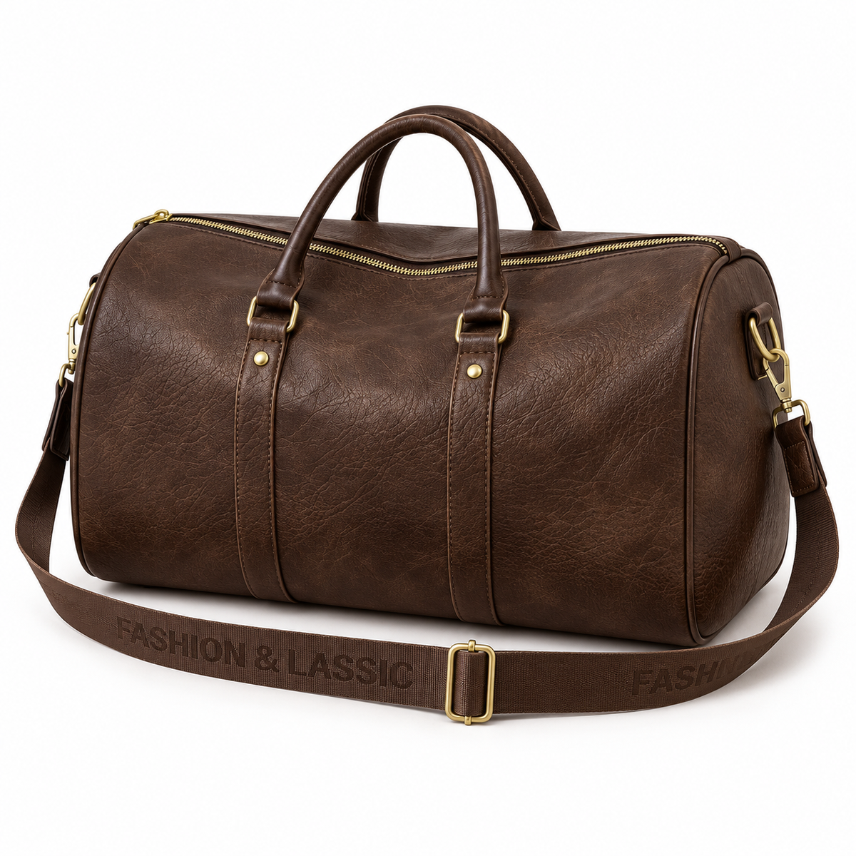 Classic Dark Brown Leather Duffel Bag-4
