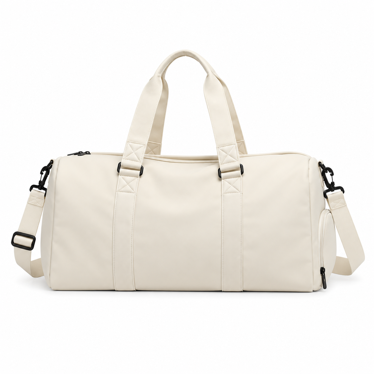 Ivory Leather Duffel Bag For Travel