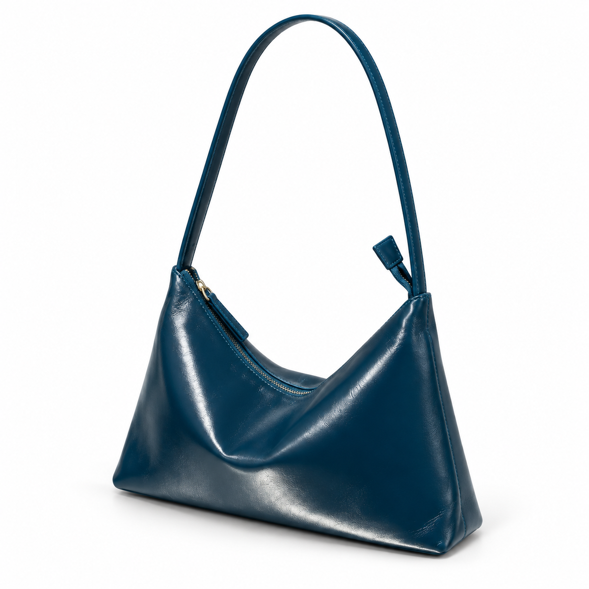 Elegant Navy Blue Glossy Shoulder Bag-3
