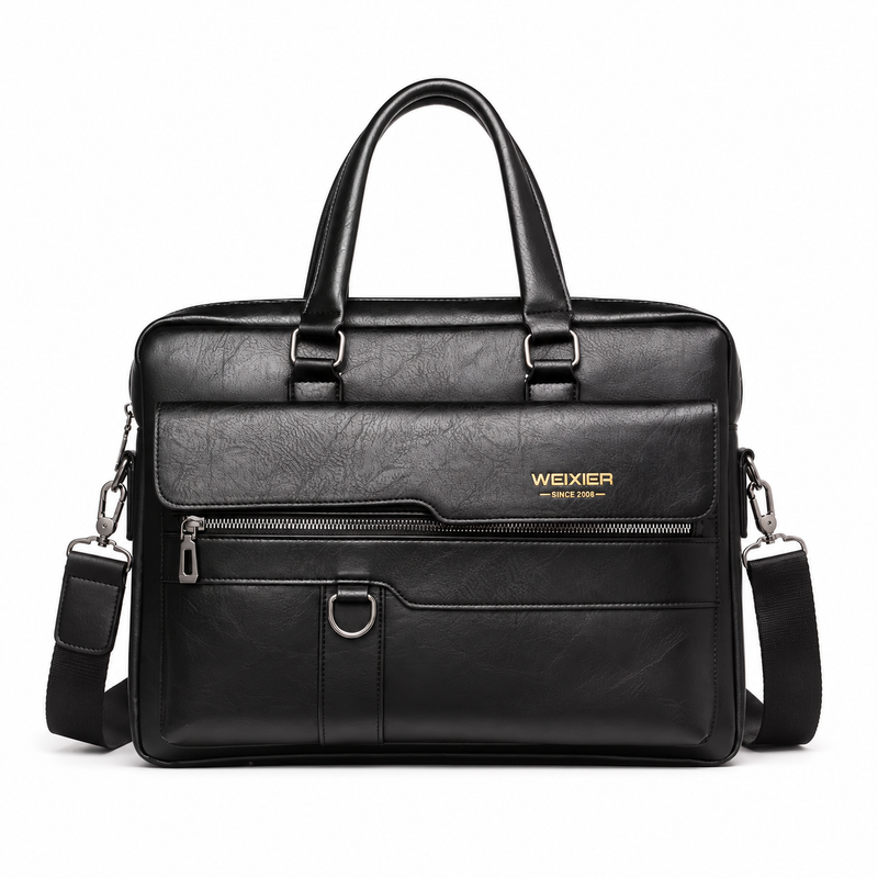 Classic Black Leather Briefcase For Professionals-3