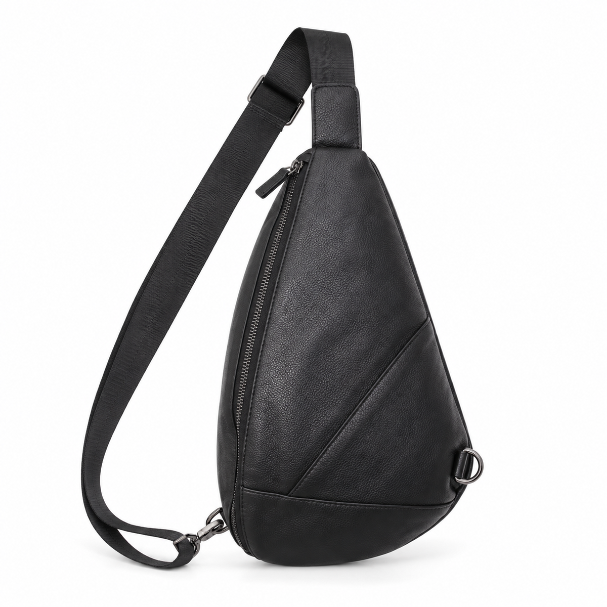Black Textured Crossbody Sling Bag
