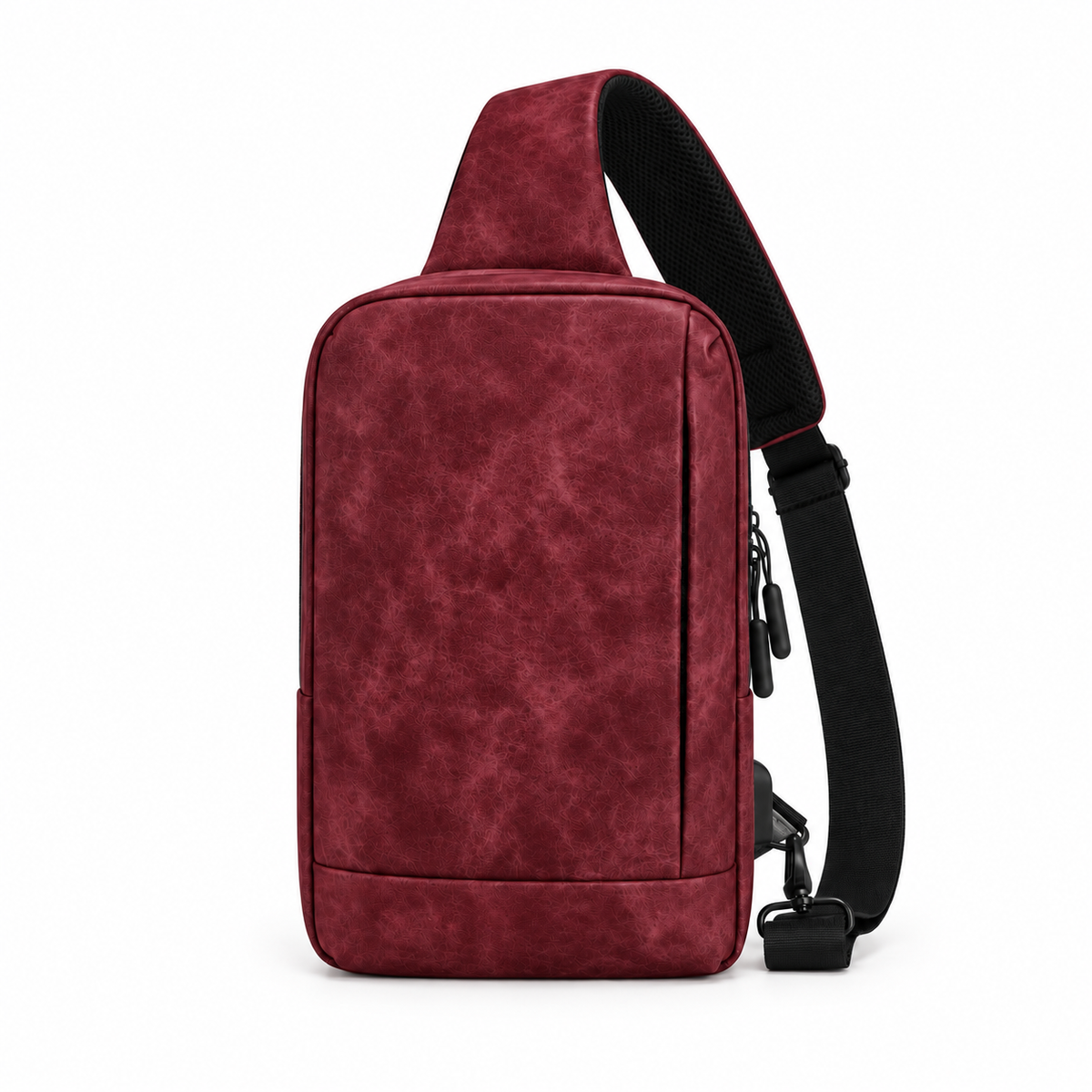Maroon Textured Sling Bag With Padding-4