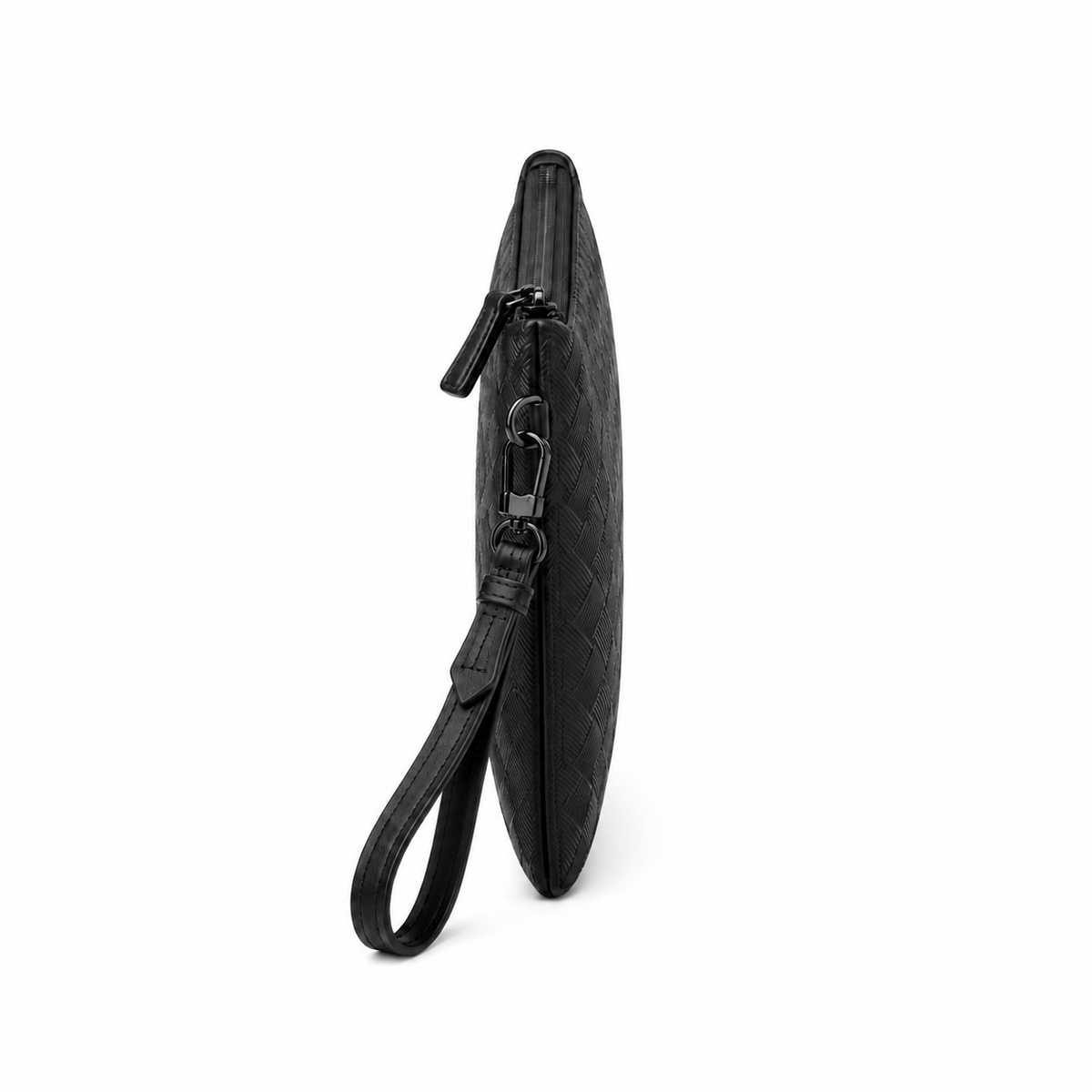Men’s Black Textured Leather Wristlet Zipper-2