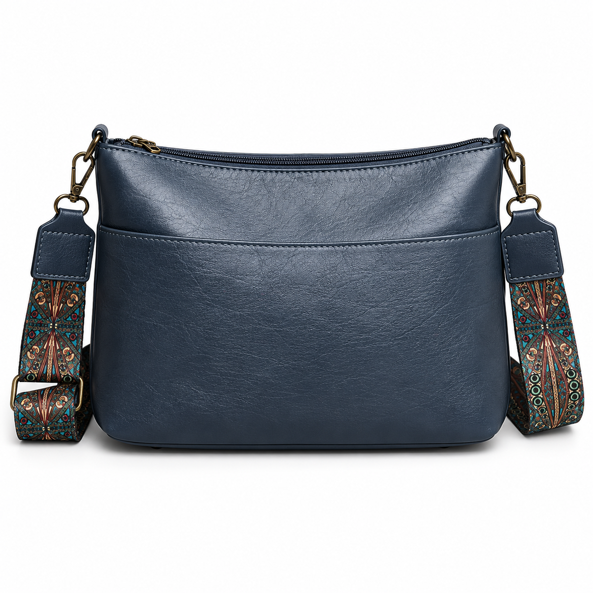 Navy Crossbody Bag With Colourful Strap