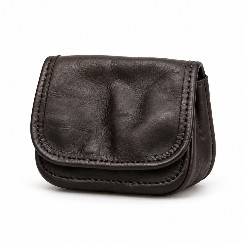 Vintage Dark Brown Textured Flap Pouch-3