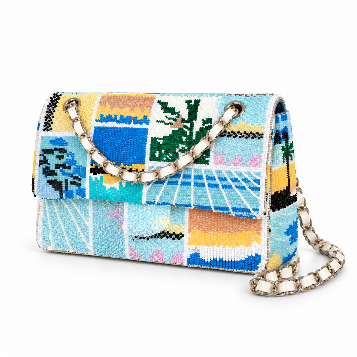Colorful Beaded Mosaic Chain Shoulder Bag-4