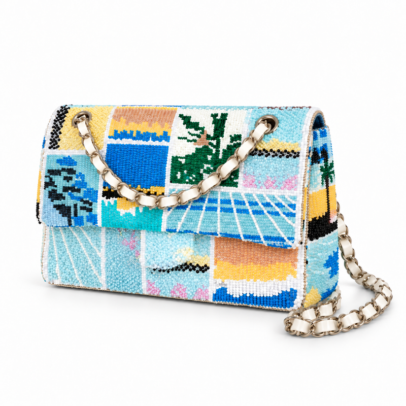 Colorful Beaded Mosaic Chain Shoulder Bag-4