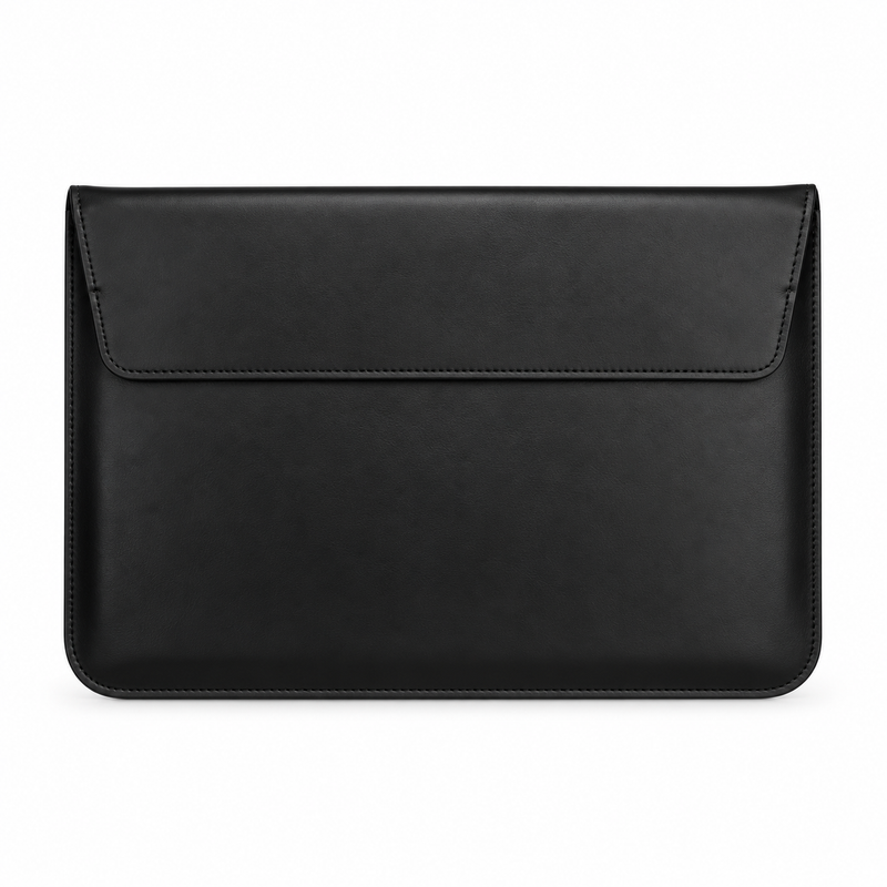 Black Leather Envelope Style Laptop Bag-4