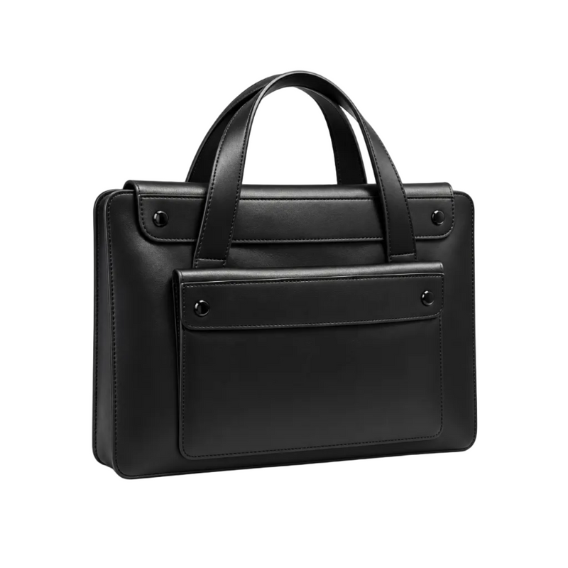 Classic Black Leather Laptop Briefcase Bag-1