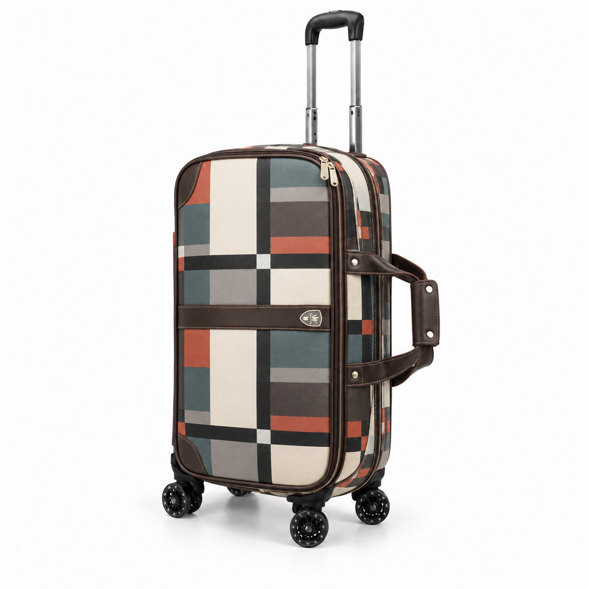 Classic Plaid Rolling Duffel Travel Bag-3