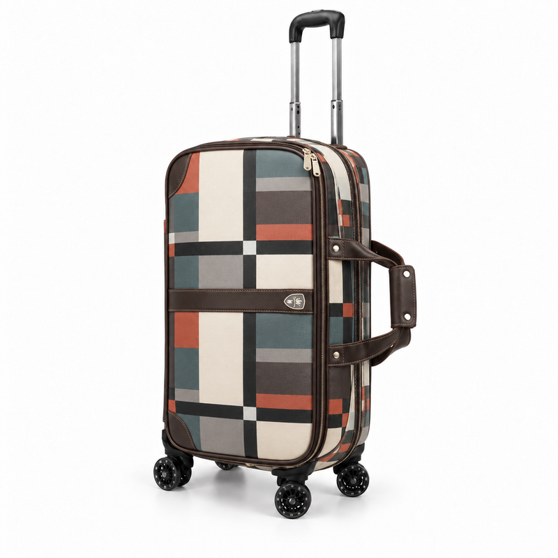 Classic Plaid Rolling Duffel Travel Bag-3