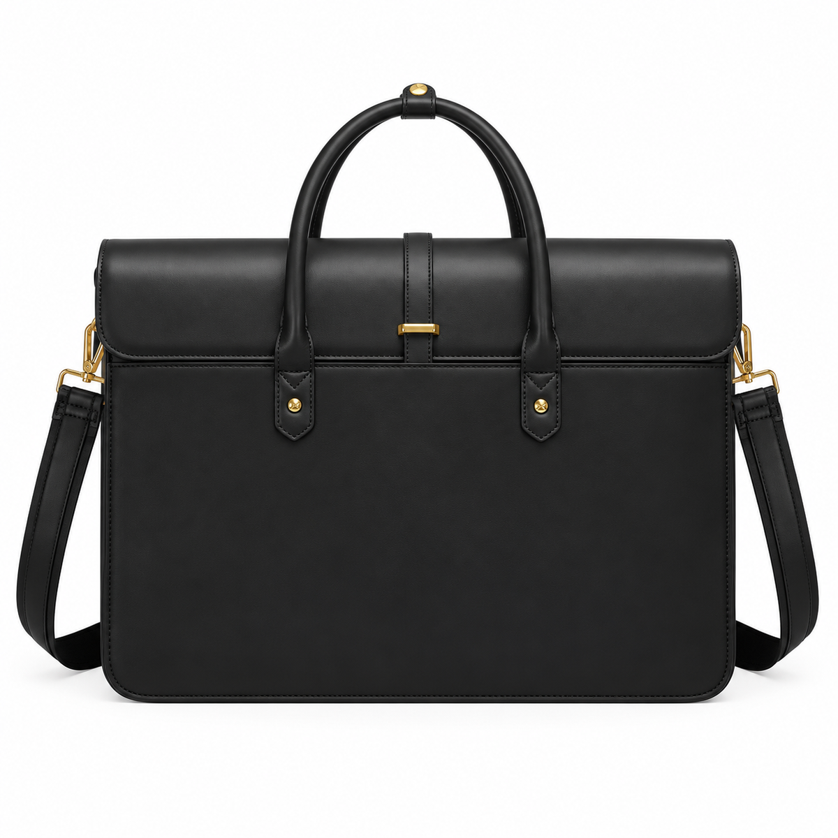 Black Leather Laptop Bag With Bow