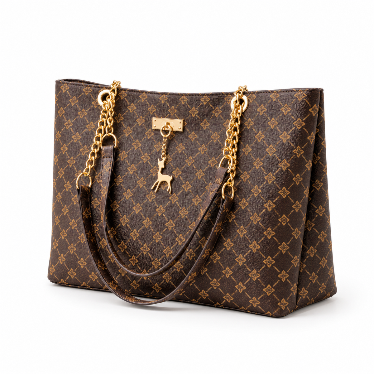 Elegant Monogram Chain Shoulder Tote Bag-4