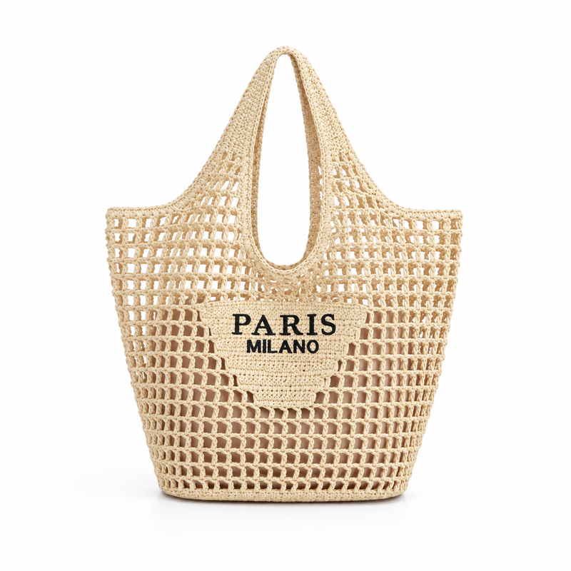 Paris Milano Crochet Woven Beach Tote-4
