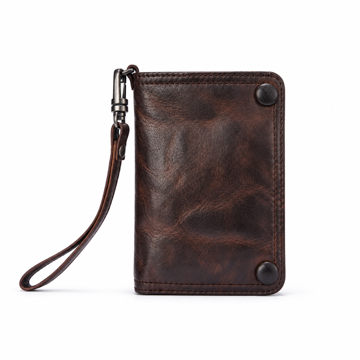 Vintage Dark Brown Leather Wristlet Wallet-1