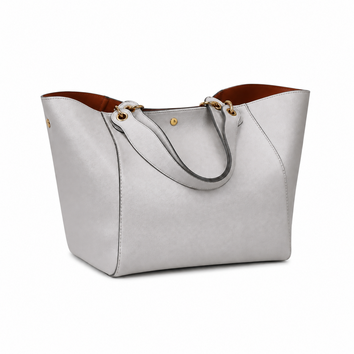 Elegant Light Grey Structured Tote Handbag-1