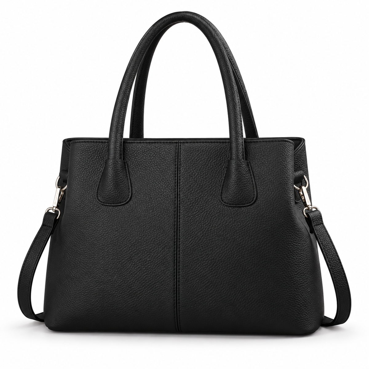 Classic Black Textured Tote Shoulder Bag-2