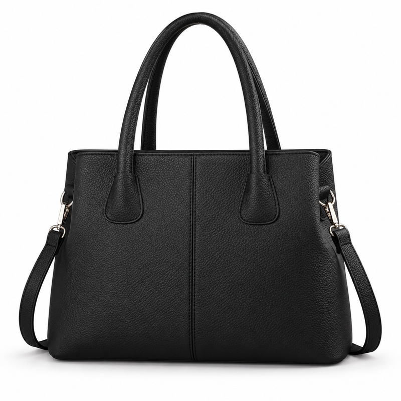 Classic Black Textured Tote Shoulder Bag-2