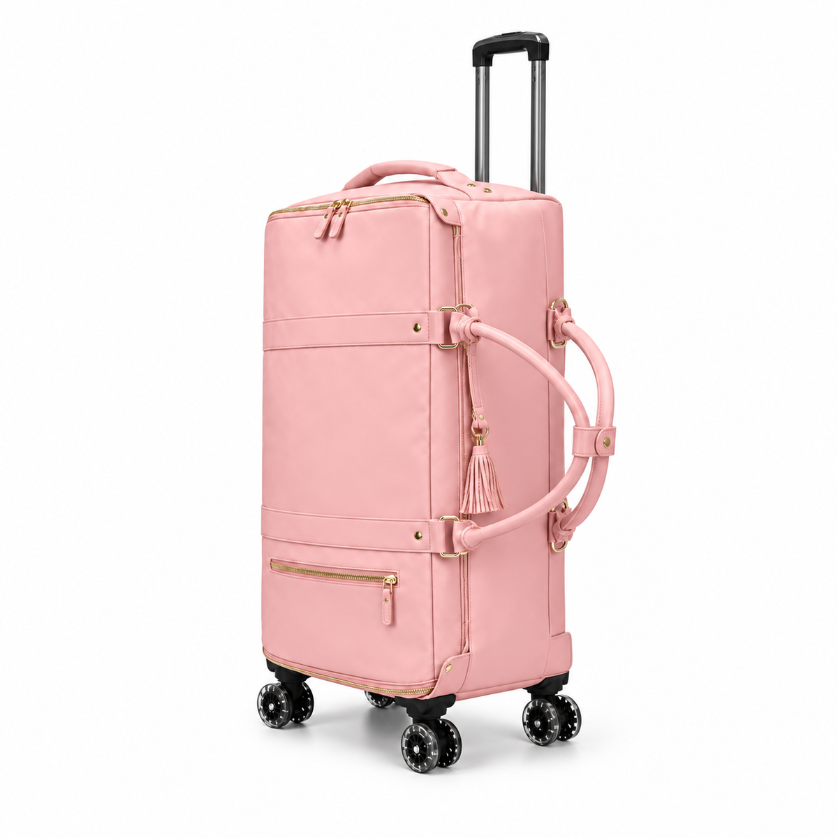 Elegant Pink Rolling Duffel Travel Bag-3