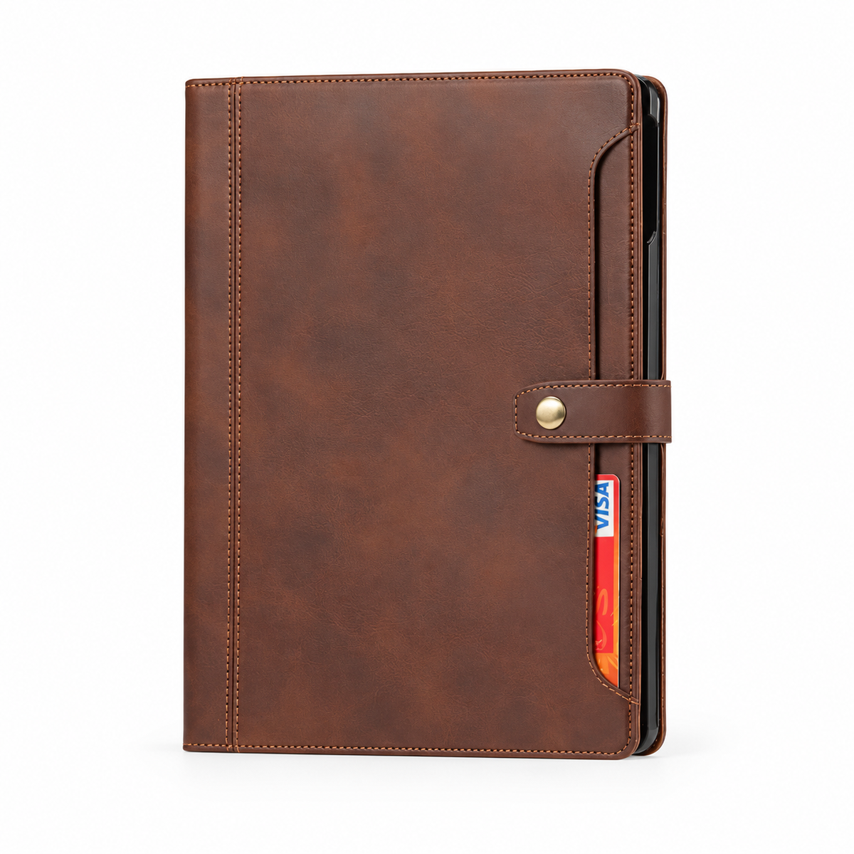Brown Tablet Folio With Snap Closure-4