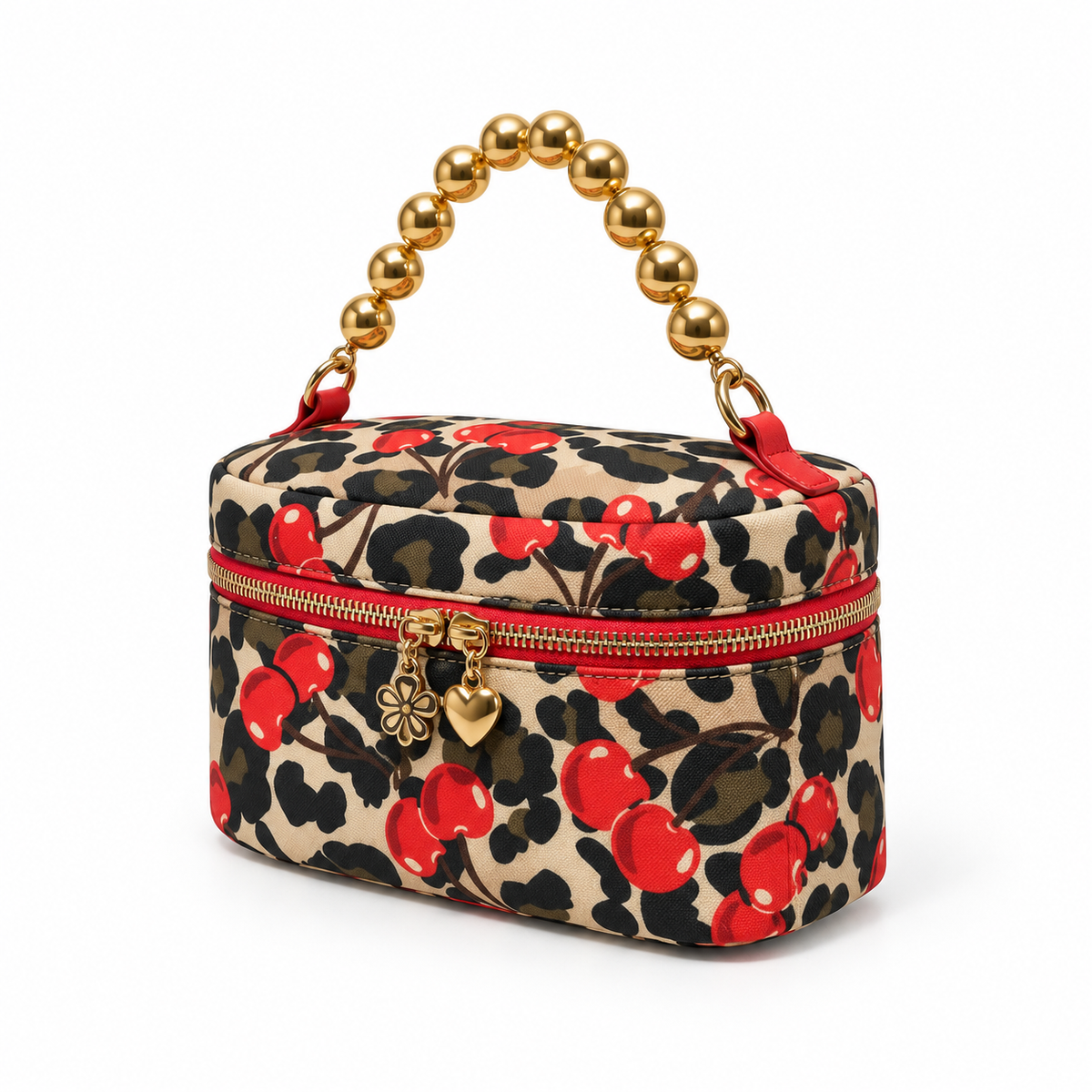 Cherry Leopard Print Gold Handle Bag-3