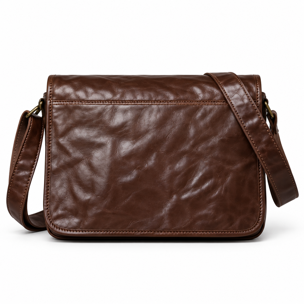 Classic Coffee Brown Leather Satchel Bag-2