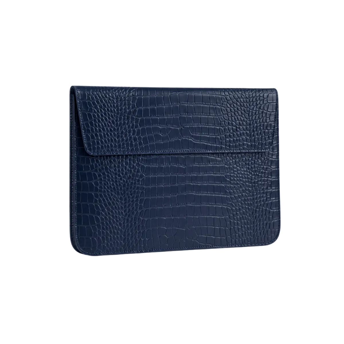 Navy Crocodile Embossed Leather Laptop Bag-1