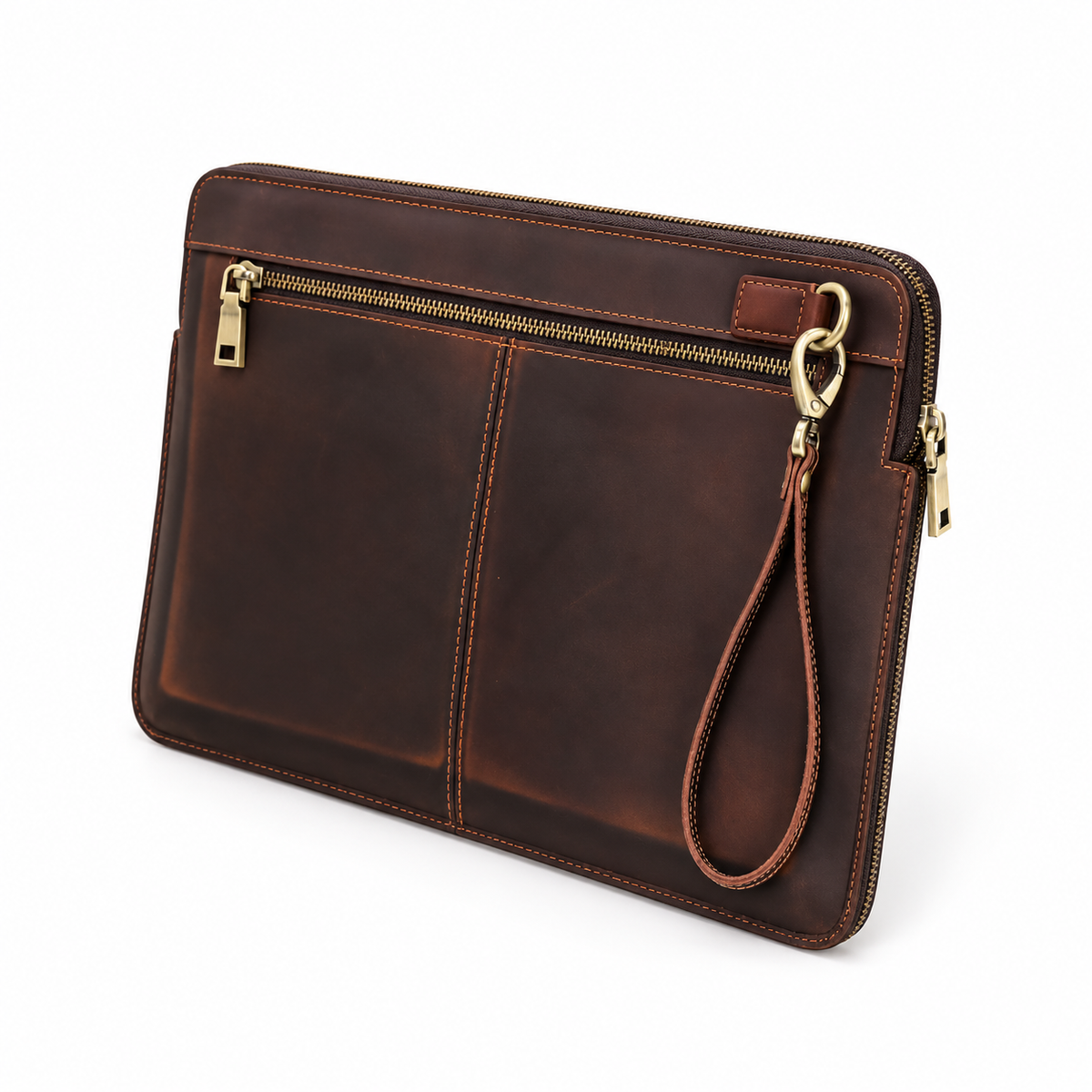 Classic Brown Leather MacBook Sleeve Case-3