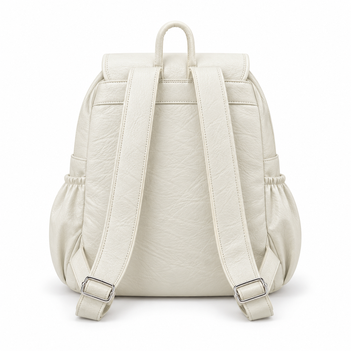 Elegant Ivory Backpack With Zippered Pockets-2