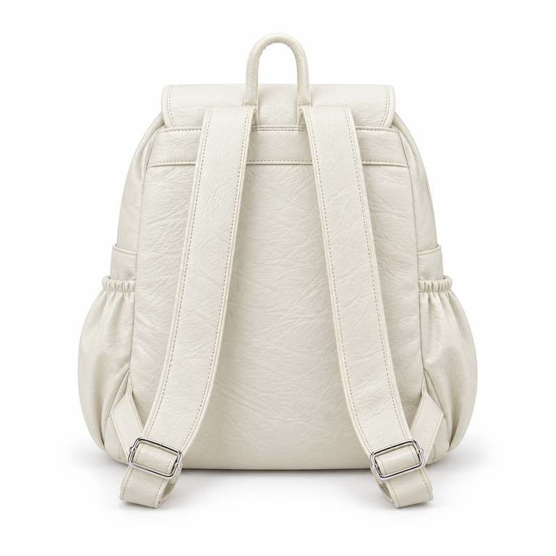 Elegant Ivory Backpack With Zippered Pockets-2