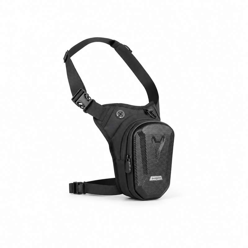 Black Textured Utility Waist Leg Bag-1