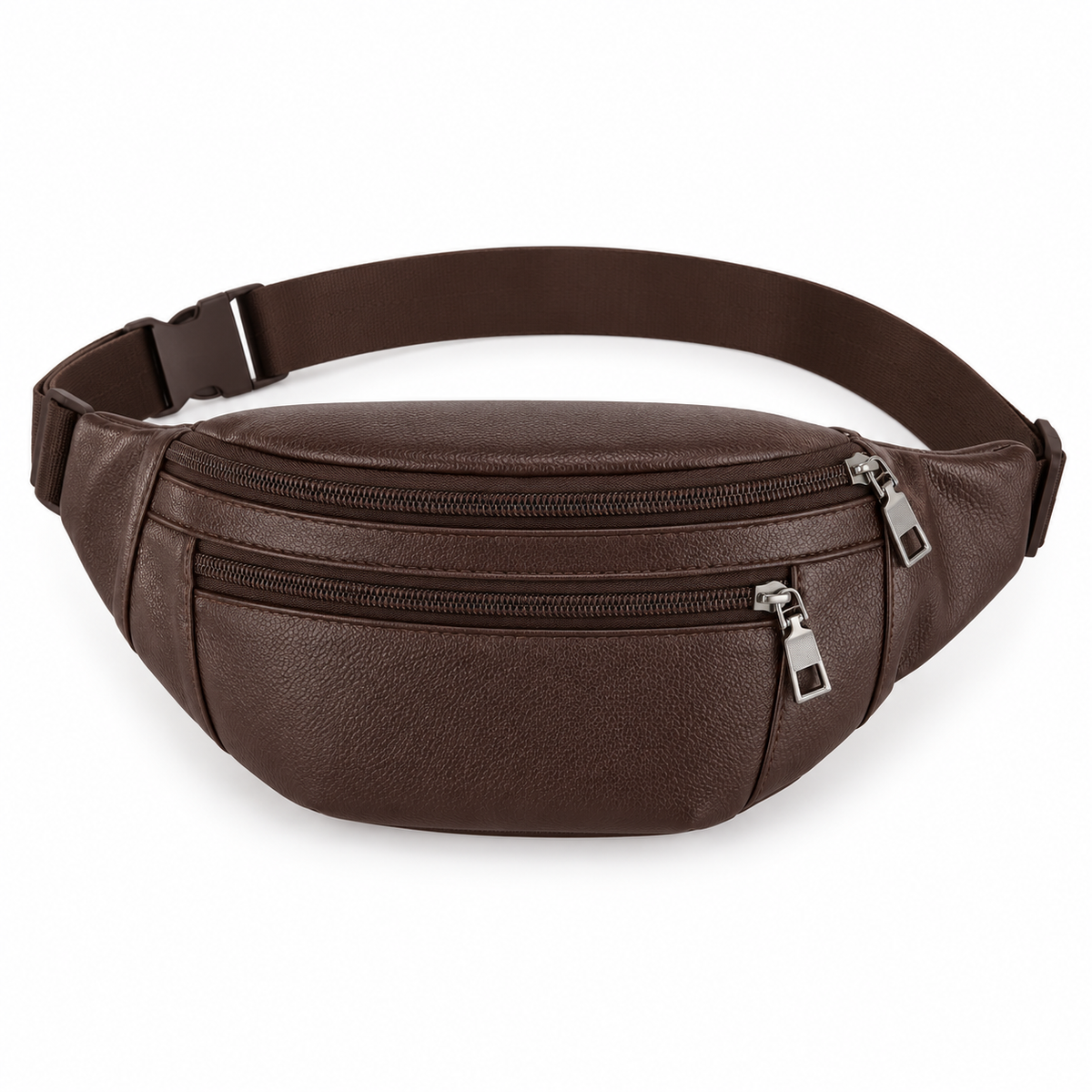 Coffee Brown Textured Adjustable Waist Bag-3