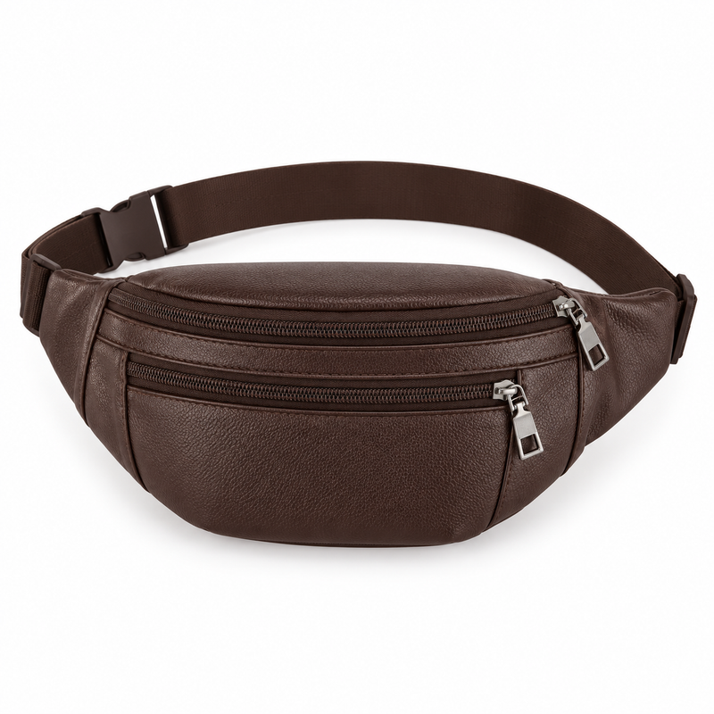 Coffee Brown Textured Adjustable Waist Bag-3