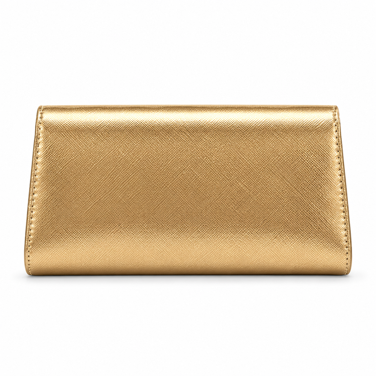 Metallic Gold Clutch With Oval Handle-2
