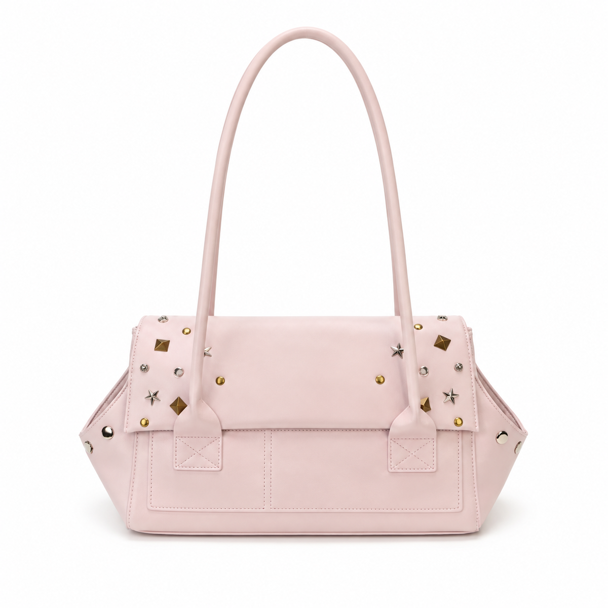 Blush Pink Star Studded Shoulder Handbag-3