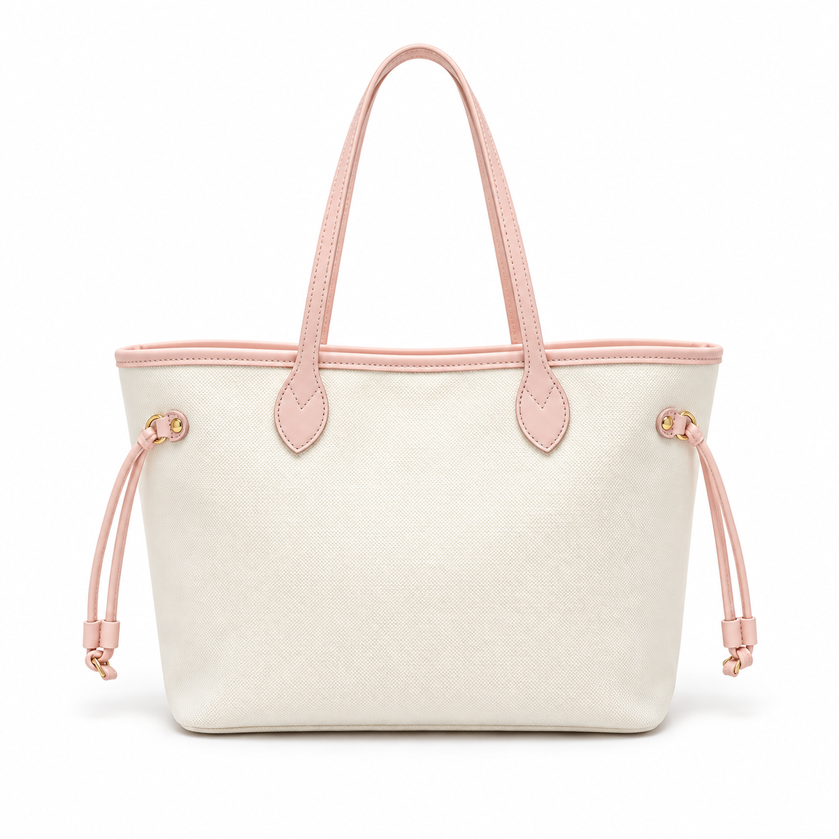 Elegant Vegan Cream Tote Pink Trim-4