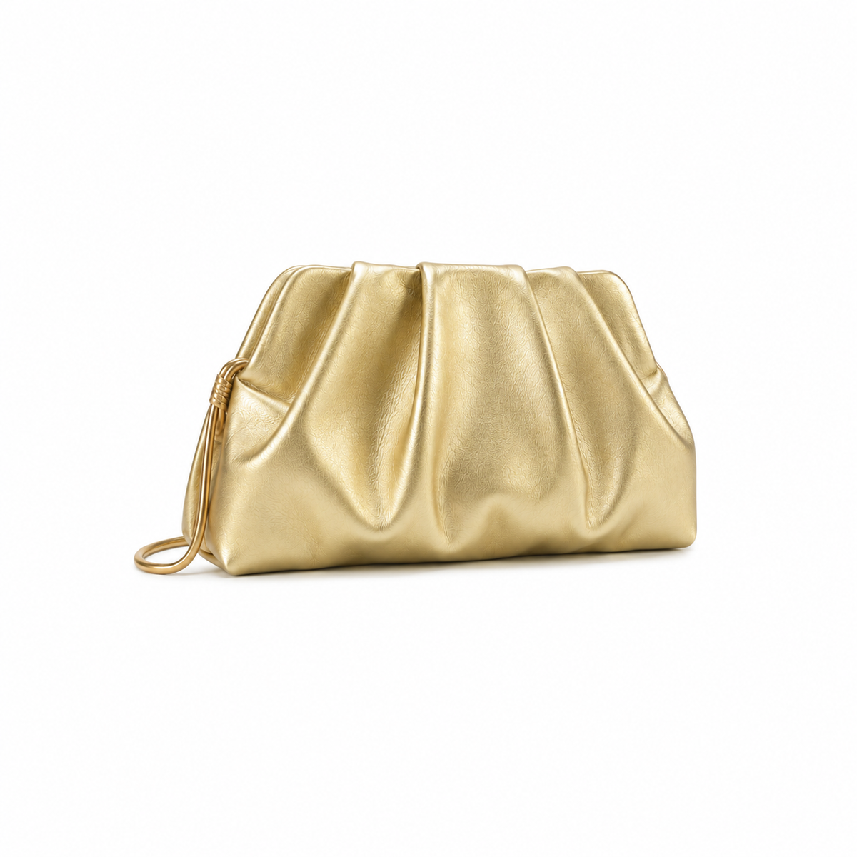 Champagne Gold Ruched Clutch Bag-1